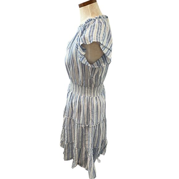 Rails Amellia New Haven Stripe Tiered Linen Blend Dress S - Picture 4 of 10